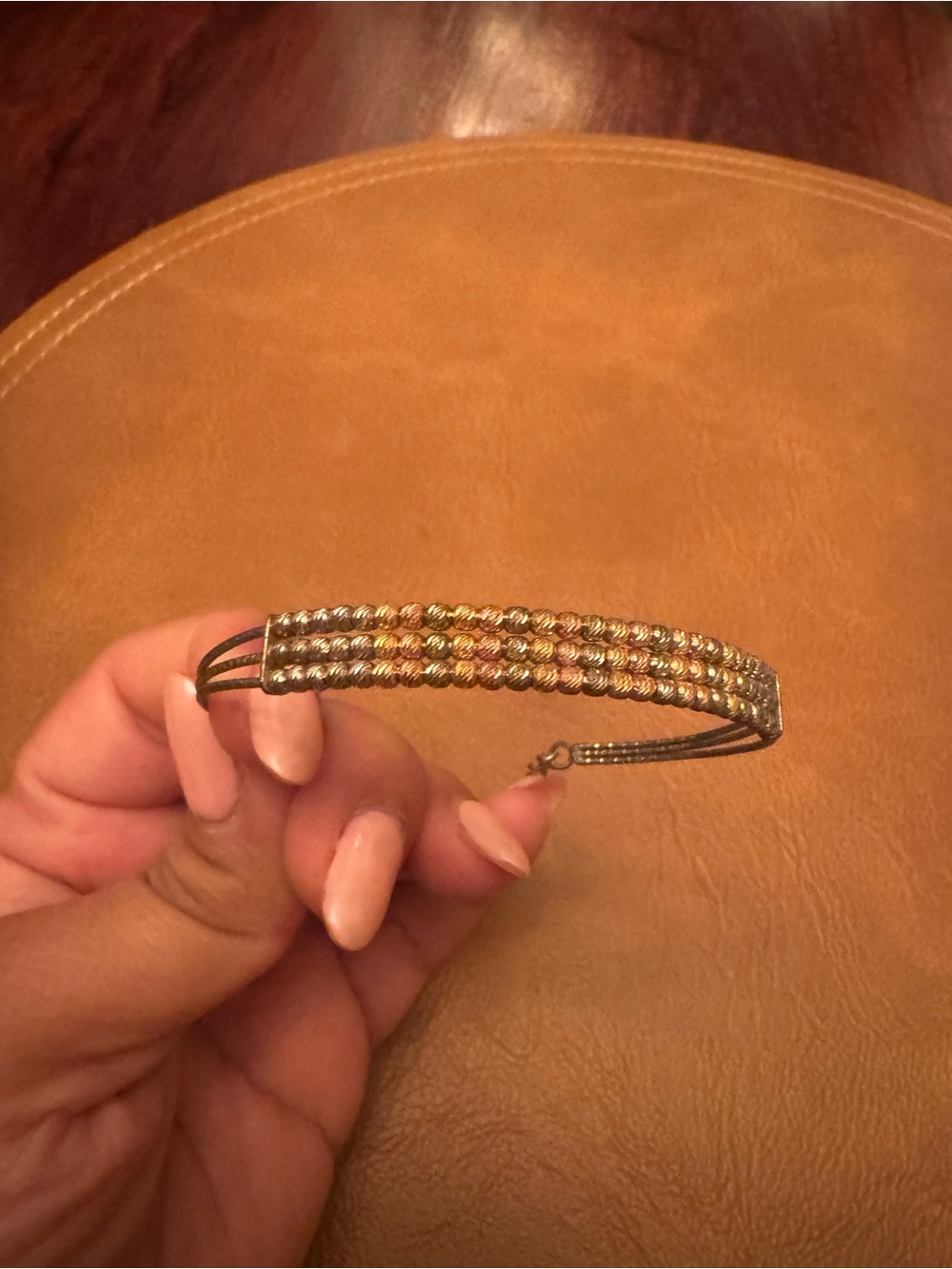 Sterling Silver bracelet with colored gold and silver plated beads.